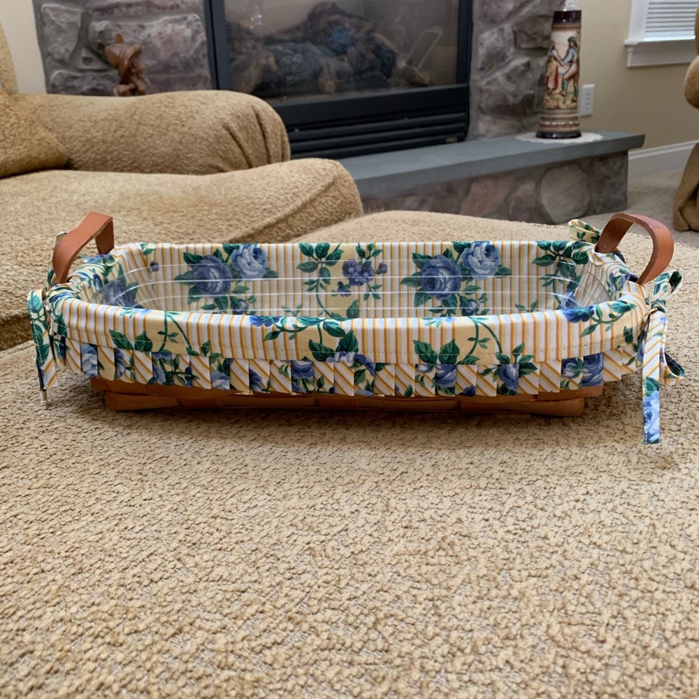 Longaberger/Sm Flowr Pot Bsk/Prot/Rose Trellis Lin